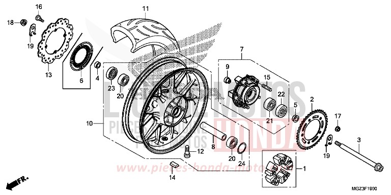REAR WHEEL for CBR500R ABS GRAPHITE BLACK (NHB01) from 2014